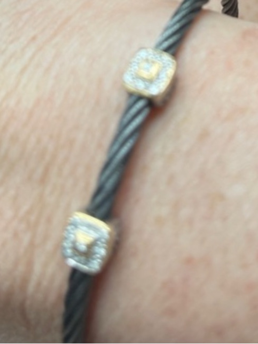 Alor Classic Black Cable Bracelet with Gold Accent Stones
